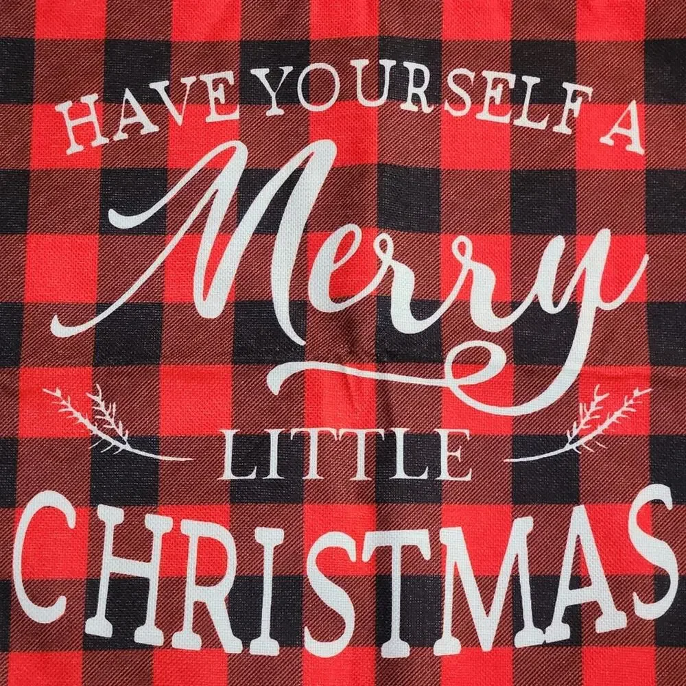 🎄 New Set of 4 Christmas Holiday Pillow Covers Buffalo Check Plaid Truck Farm